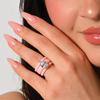 Pastel Pink 3 Stacked Silicone Ring Pear Shape Cubic Zirconia Rose Gold Prong Rubber Wedding Rings For Female
