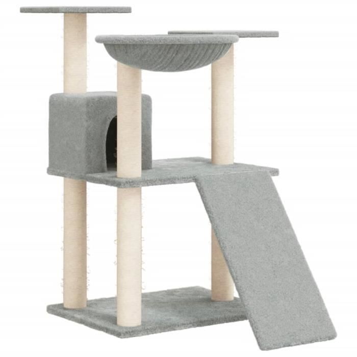 171652 vidaXL Arbre à chat avec griffoirs en sisal Gris clair 83 cm