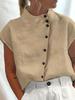 Camisa Casual de Algodón y Lino para Mujer Primavera/Verano 2026 con Cuello Mao y Manga Corta - Cómoda y en Stock