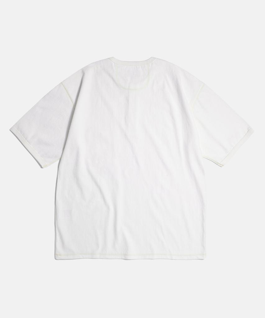 ESPIONAGE Wide Henley Pocket Tee Off White