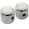 Musiclily Pro 1/4" Steel Mother-of-Pearl Dome Knobs, Side-Threaded, Universal Fitting for Electric Guitar/Bass, Chrome (Set of 2)