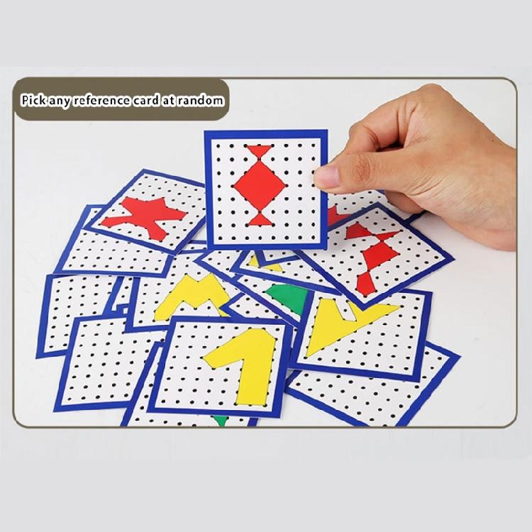 Fun Educational Toy With Wooden Geoboard And Elastic Rubber Bands for Kid Fine Motor Skills Logical Thinking Development