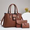 Three-piece Rhombus Embossed Multi-purpose Texture Large Capacity Single Shoulder Oblique Span Solid Color Women's Bag