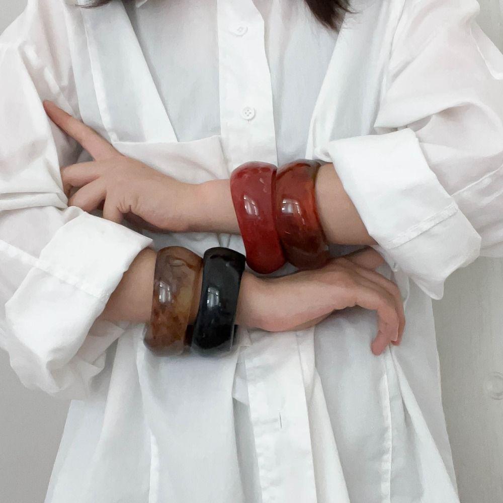 Europe American Style Translucent Acrylic Bangle Minority Design Smudged Hand Ring Women