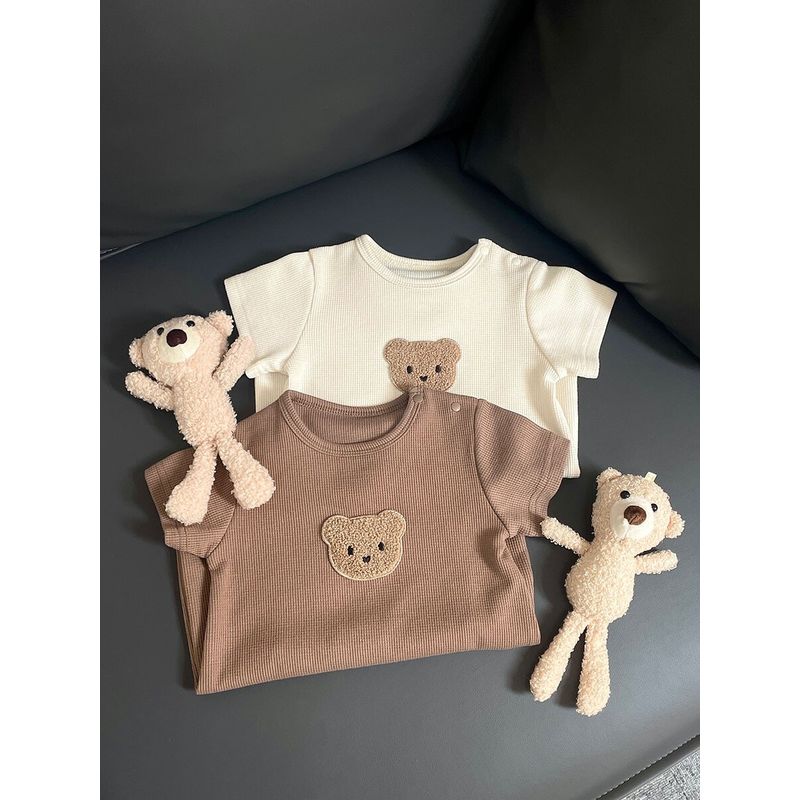 Baby Onesie Summer Waffle Bear Baby Romper