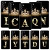 Fashion Diamond Crown Letter A Soft Phone Case For Samsung Galaxy S23 S24 S22 S21 S20 FE Ultra 5G S10 S10E S9 S8 Plus Cover