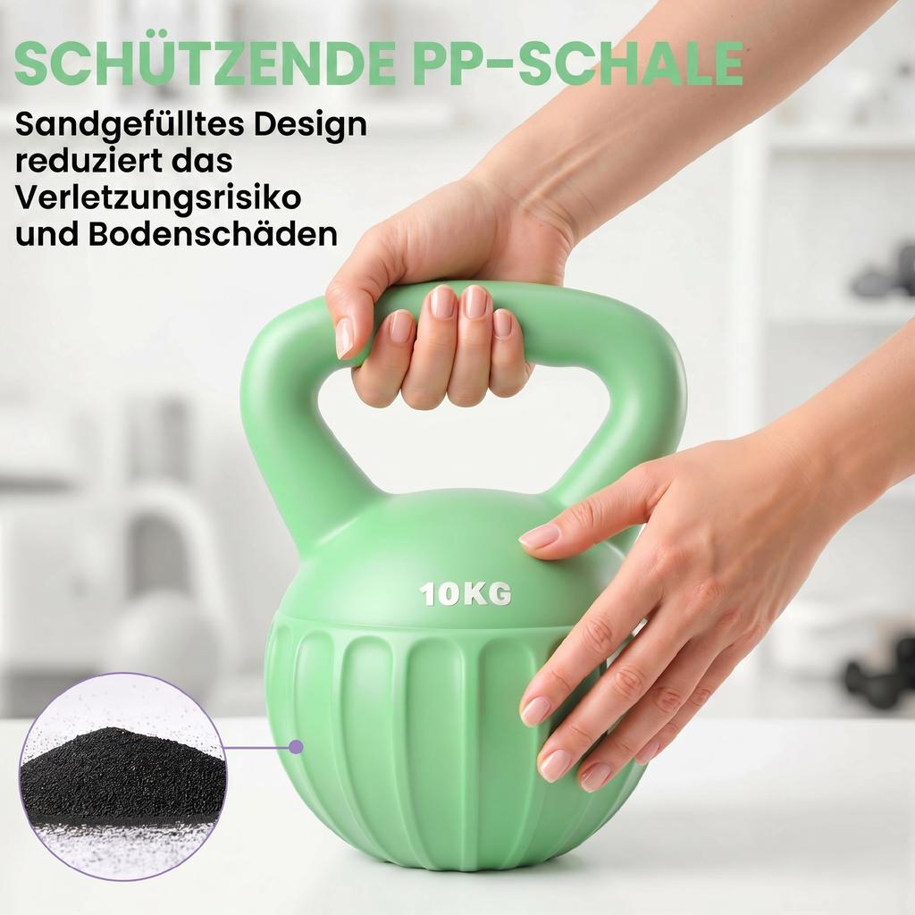 Kettlebell Kugelhantel 6 Kg Weight Dumbbell Filled With Sand For Beginners Home Strength Training 21 X 21 X 27 Cm Green