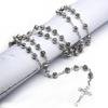 Plastic Beaded Necklace with Cross Pendant Fashion Catholic Rosary Necklaces
