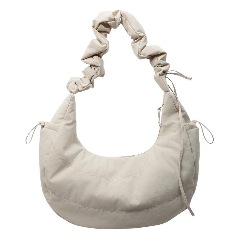 New simple shoulder bag large capacity drawstring pleated dumpling bag Japanese literary and artistic versatile portable messenger bag