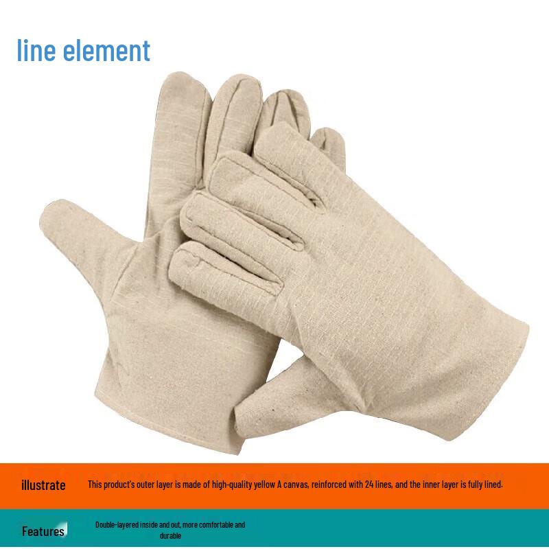 Xian Yuansu Double-Layer Canvas Work Gloves (10 Pairs)