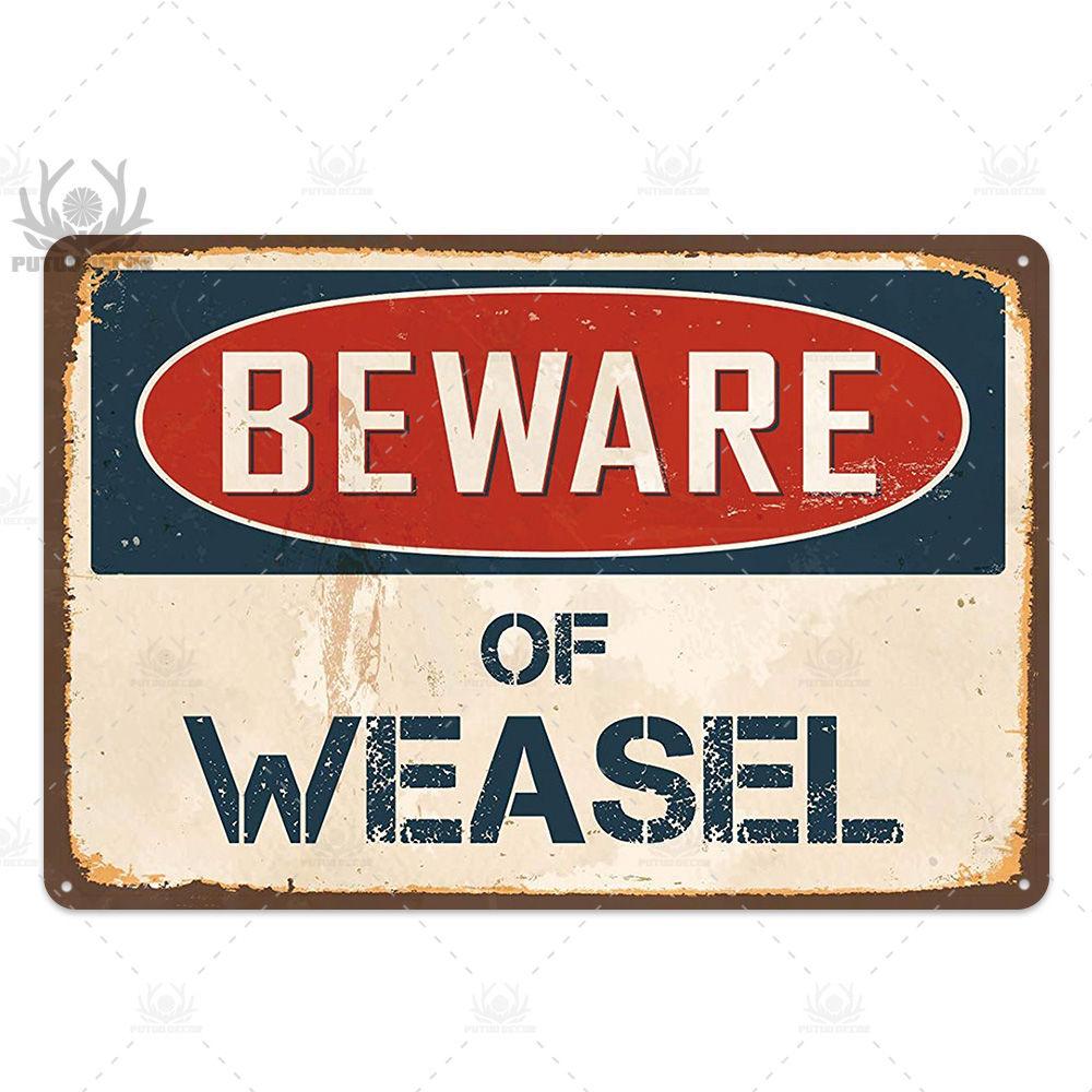 Putuo Decor Beware Vintage Tin Sign Funny Warning Danger Plaque Metal Wall Poster Painting for Room House Shop Bar Man Cave