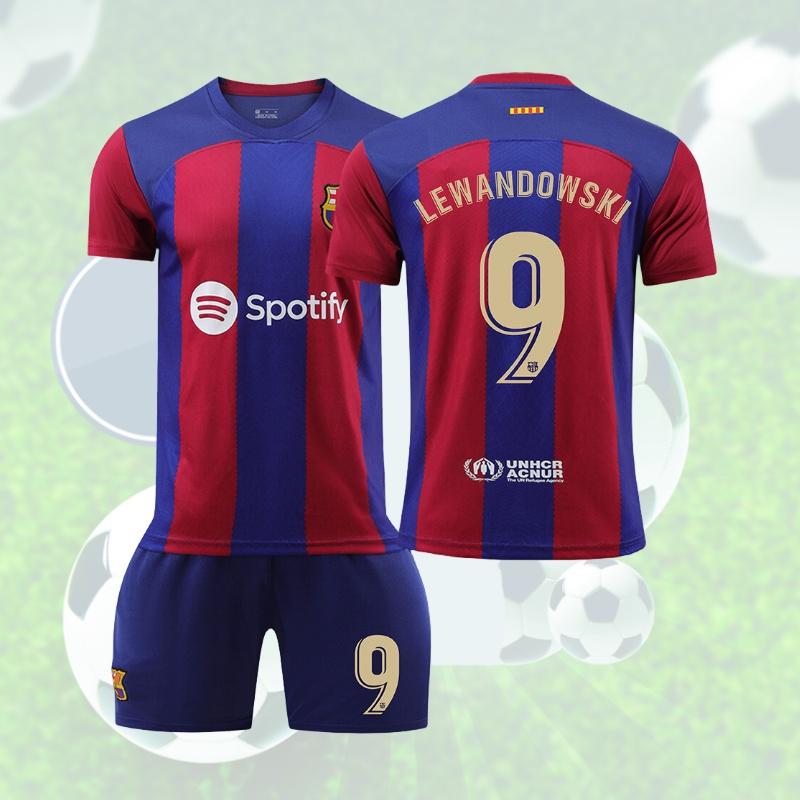 Barcelona Home Jersey Messi 10 Lewandowski 9 Gavi 30 Pedri 8 Suitable For Children Various Sizes Available