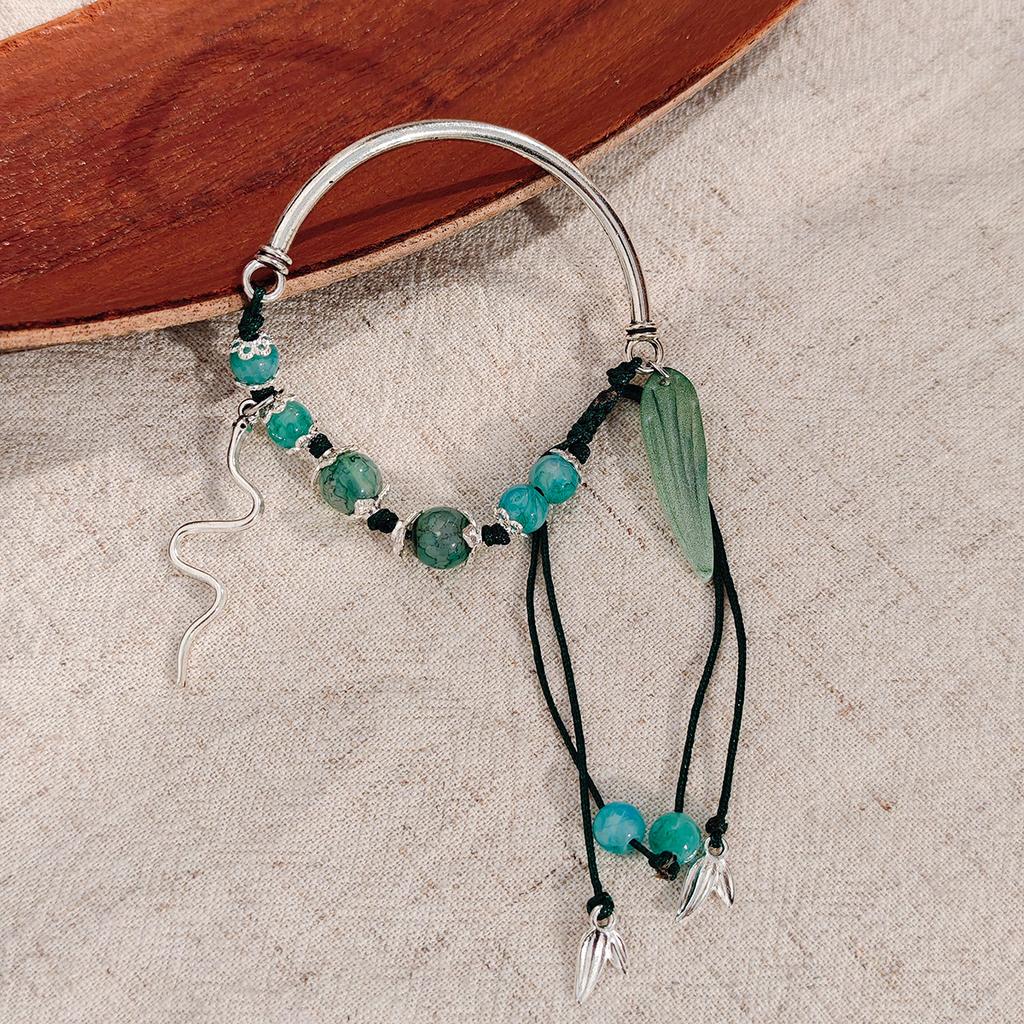 Retro Bamboo Leaf Beaded Fringed Bracelet, Light Luxury, High Sense, Cold Personality Snake Year And A Half Bracelet, Bracelet For Women