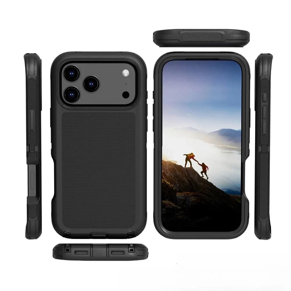 Military Grade Shockproof Rugged Armor Case for IPhone 17 Pro Max Air 16 15 14 13 12 11 X XR Xs Max 7 8 Defender Ott Box Belt Clip Protect Phone Cover