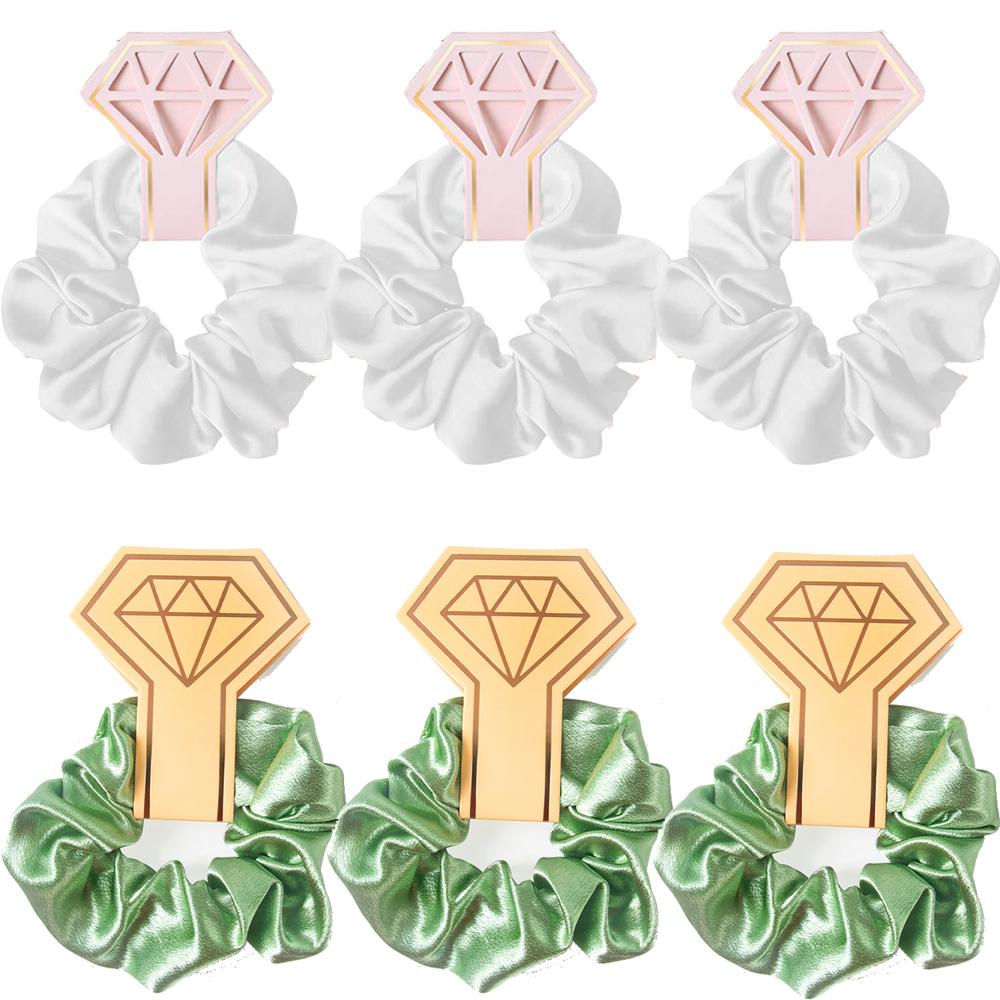 6pcs Satin Scrunchies Girls Elastic Hair Band Ponytail Holder Ties Rubber Bands Bride Bridesmaid Accessories Wedding Supplies