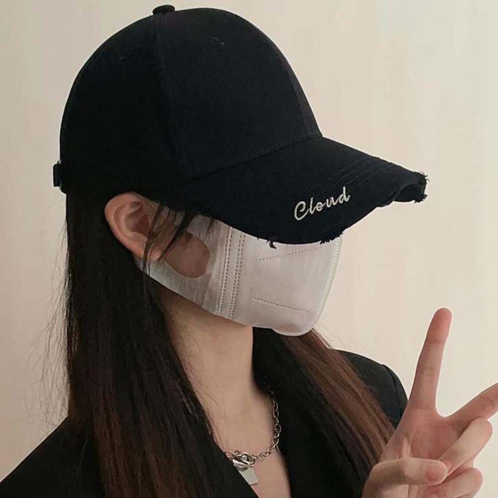 Soft Tattered Peaked Cap Cotton Sunscreen Hat Fashion Embroidered Baseball Cap  Party