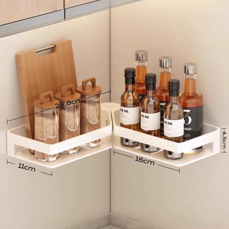Wall-Mounted Aluminum Seasoning Rack - Punch-Free Kitchen Storage Shelf for Condiments