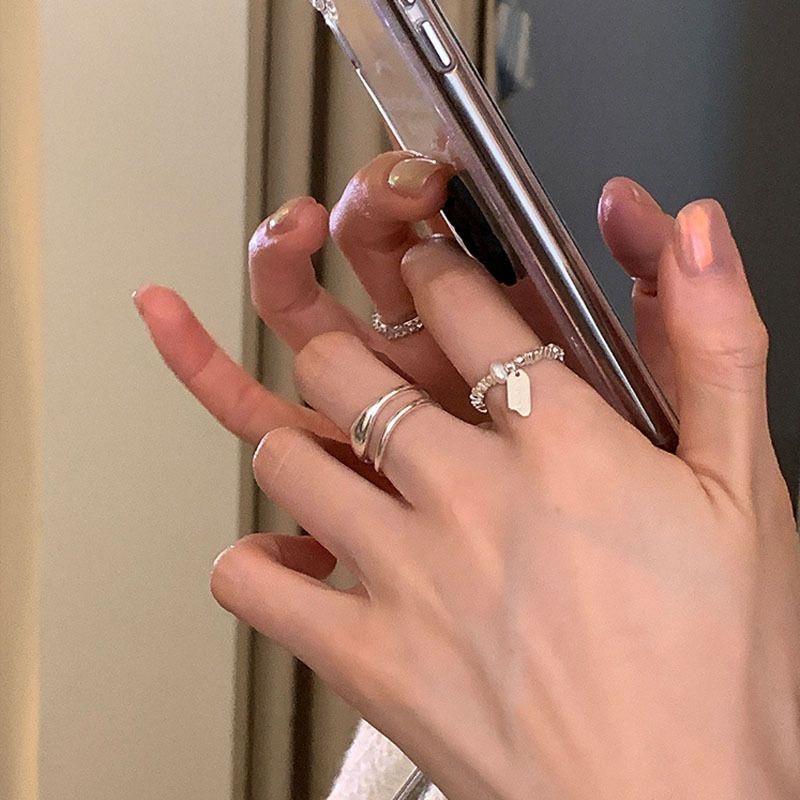 BF CLUB 925 Sterling Rings for Women Simple Geometric Handmade Irregular Vintage Double Layered Ring Allergy For Birthday Gift