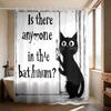 1Pc Cute Cat Text Printed Waterproof Shower Curtain Partition Privacy Hanging Curtain, 12 Hooks, Multiple Sizes