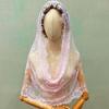 Lace Trim Bridal Headscarf Breathable Lace Shawl Soft Muslin Head Covering  Chapel Event