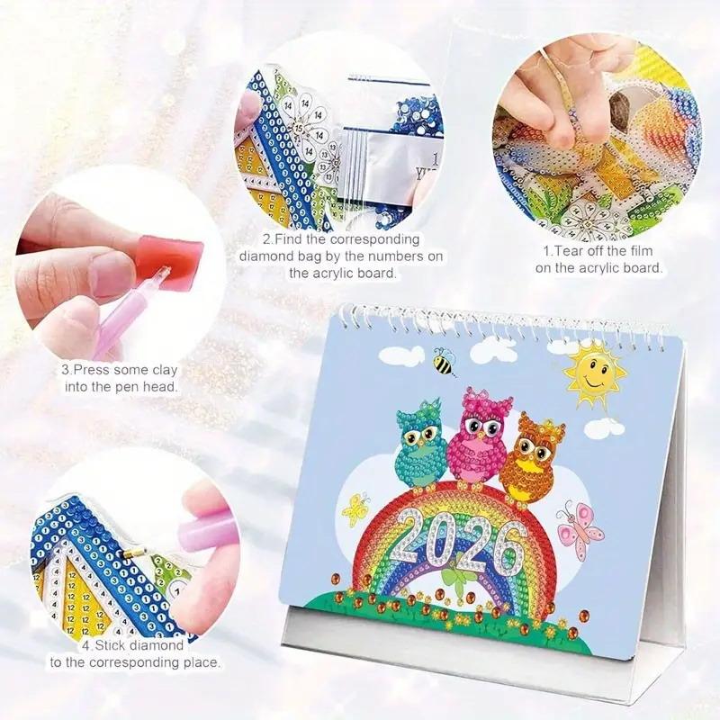 2026 Diamond Painting Calendar Monthly Calendar Different Patterns On Each Page DIY Diamond Painting Kit Desktop Ornament