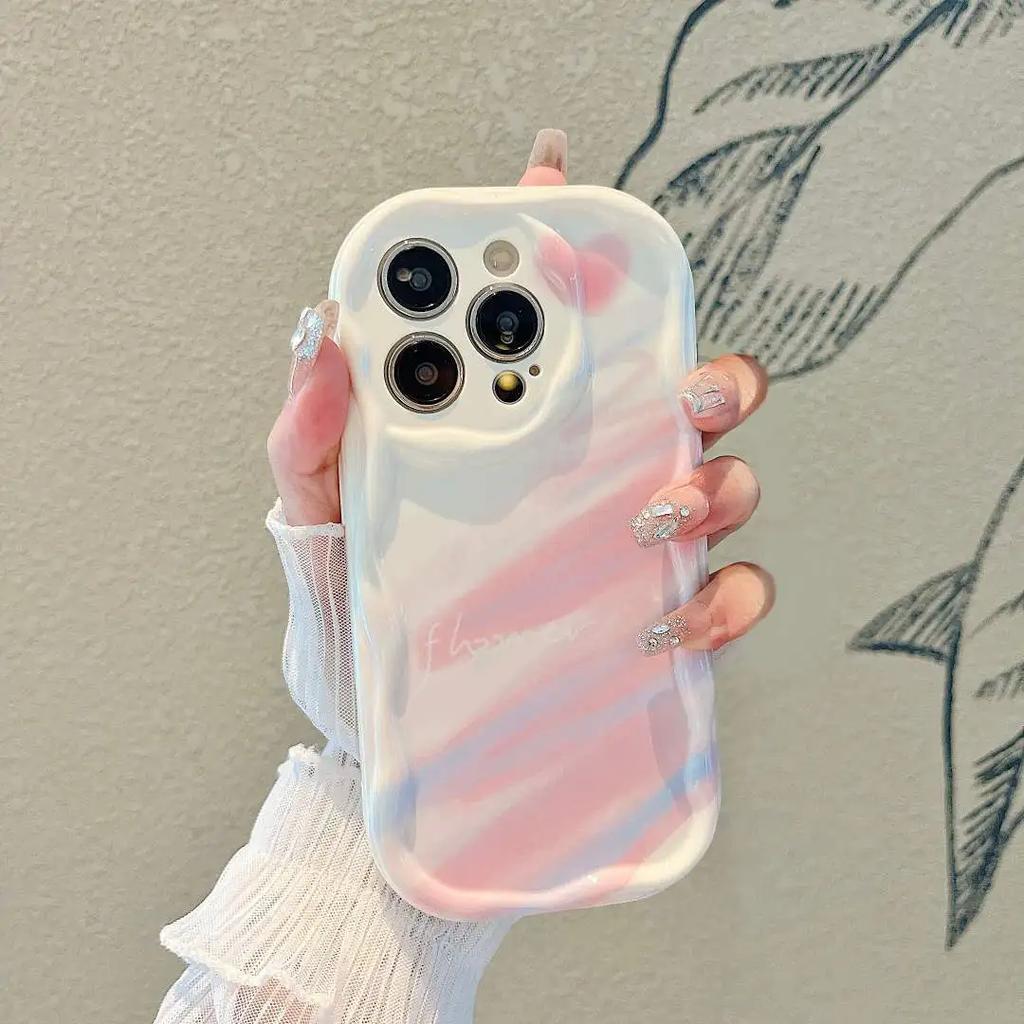 Wave Case For Iphone 15 16 Pro Max 11 12 13 14 Pro Max 16 Plus 7 8 XR X 13 Mini Cover With Wrist Strap Lanyard Rainbow Butterfly