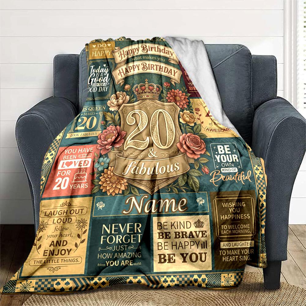 Happy Birthday Celebration Blanket Personalized Name Soft Comfortable Stylish Blanket Car Blanket Perfect For Travel Camping Outdoor Home Suitable For