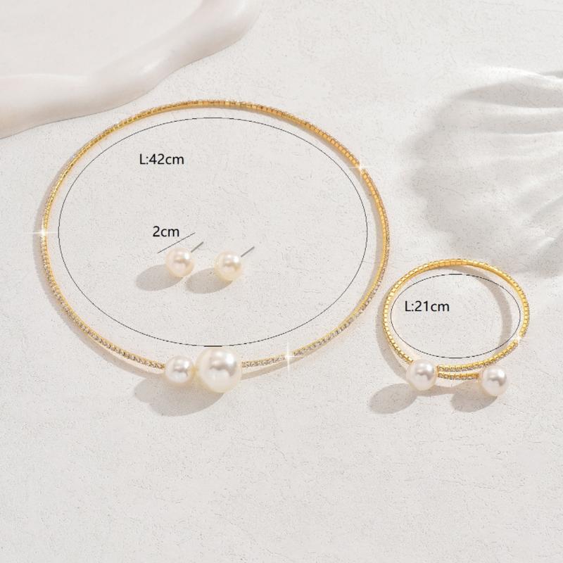 Seturi de Bijuterii Clasice la Modă pentru Petrecere de Nuntă pentru Femei Colier cu Perle Brățară Accesorii Cadou