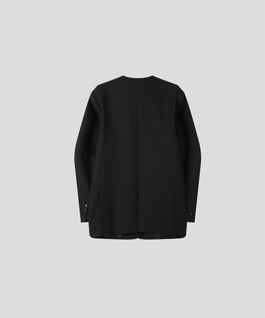 Flmo Minimalist Collarless Jacket [Black]