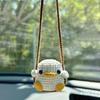 Cute Crochet Animal Car Pendant – Duckling & Frog Design Soft Yarn Crafted Rearview Mirror Decor Unique Gift