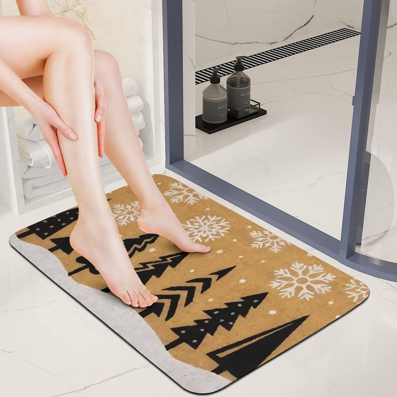

1 шт. Коврик для пола с узором снежинки и сосны, Современный кухонный полиэстеровый коврик, Нескользящий, Цветной ковер для помещений, Для декора дома, ванной комнаты, спальни, гостиной 40*60cm