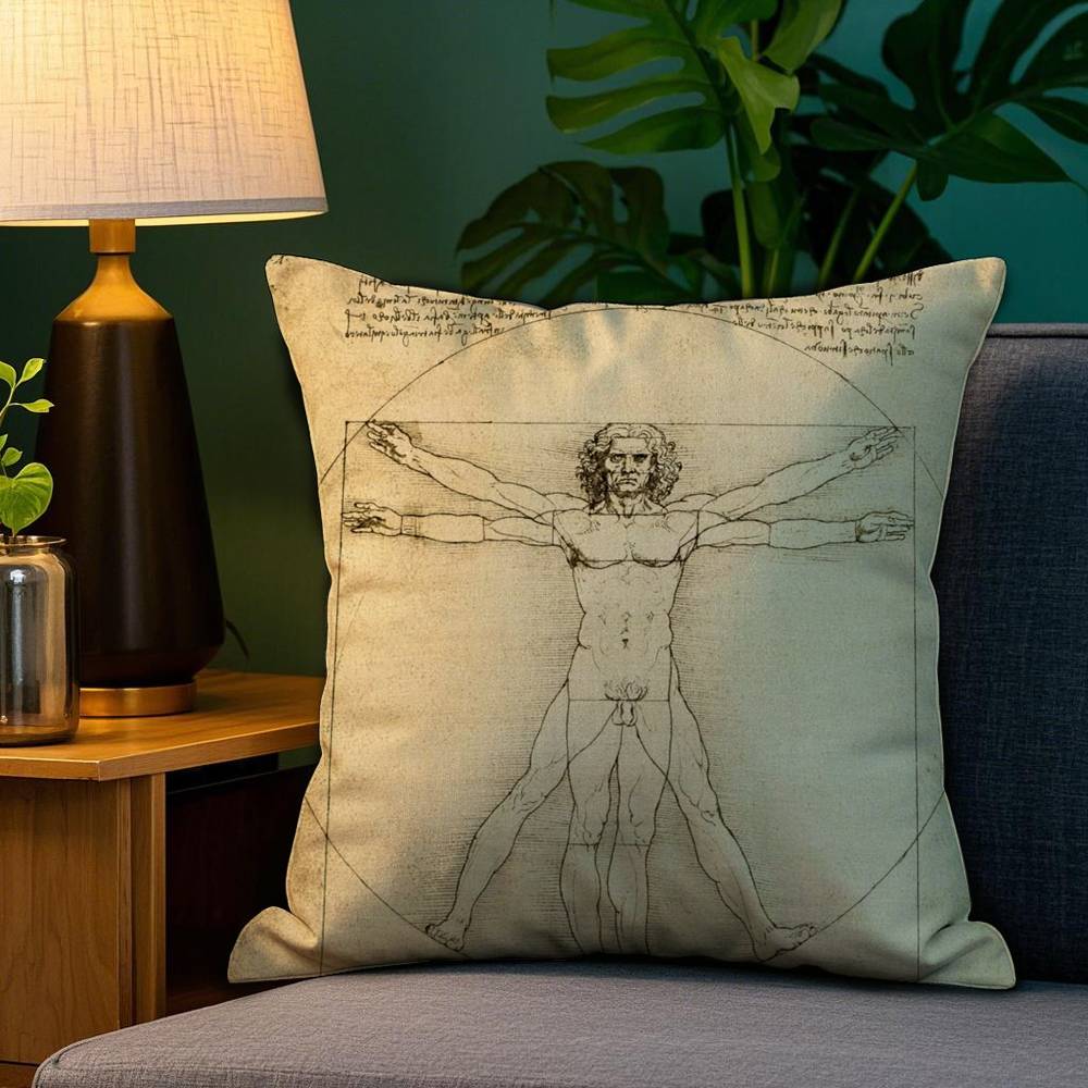 Da Vinci Inspired Sketches Pillow Case Plush Fabric Soft Double Sided Print Sofa Cushion Cover Throw Pillow Covers