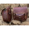 New 2 Large Motorcycle 1 Pair Goat Leather Saddlebags 2 Brown Bag