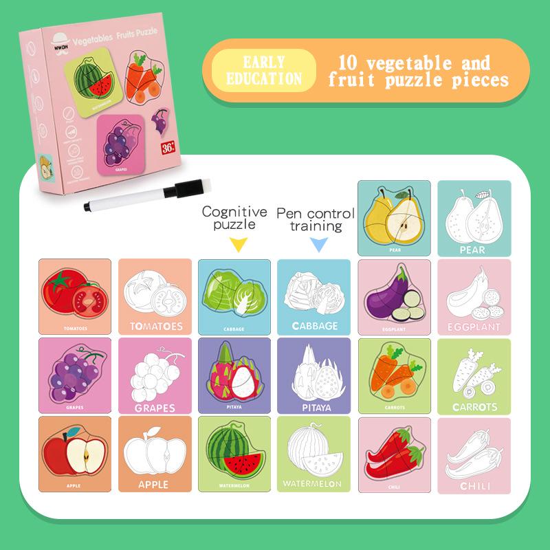 

3D Cartoon Puzzle Board: Early Education & Writing Flashcards for Ages 0-3