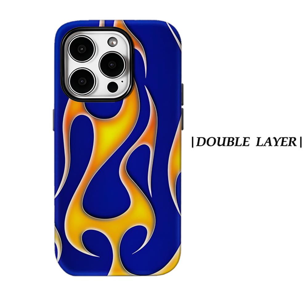 

Retro Blue Flame Phone Case for IPhone 17AIR 16E 16 15 14 13 12 11 17 Pro Max Plus Double-layer Back Cover IPHONE13