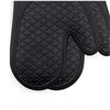 4 Pcs Silicone Oven Mitts And Pot Holders Set (black)