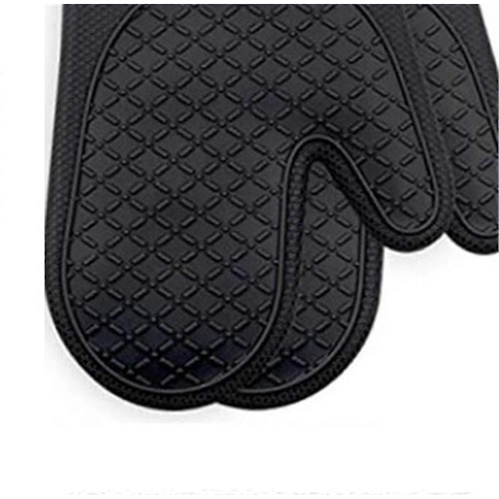 4 Pcs Silicone Oven Mitts And Pot Holders Set (black)
