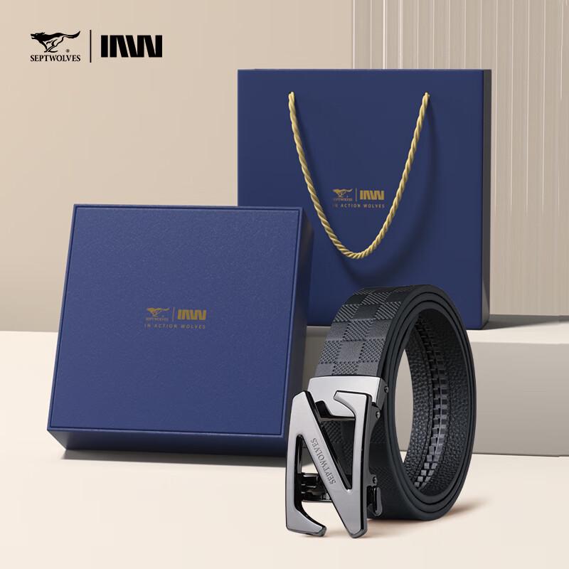 Septwolves Men s Genuine Leather Automatic Buckle Belt 120cm