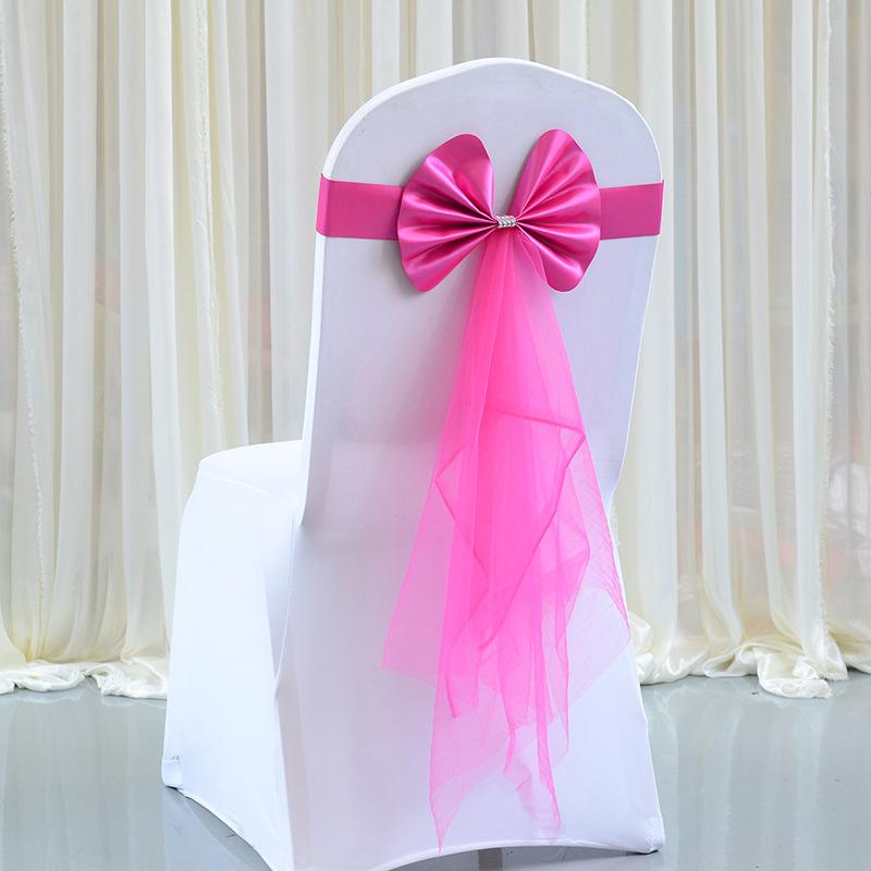 1PC Elastic Party Multiple Colors Ornament Polyester Decorative Chair Back Flower Wedding Decoration Mesh Romantic Accessories