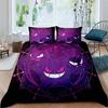 CustomizableAnime Gengar Printed Bedding Set 3 Piece Soft Microfiber Duvet Cover Set Teens Game Room Decor No Sheet No Filling