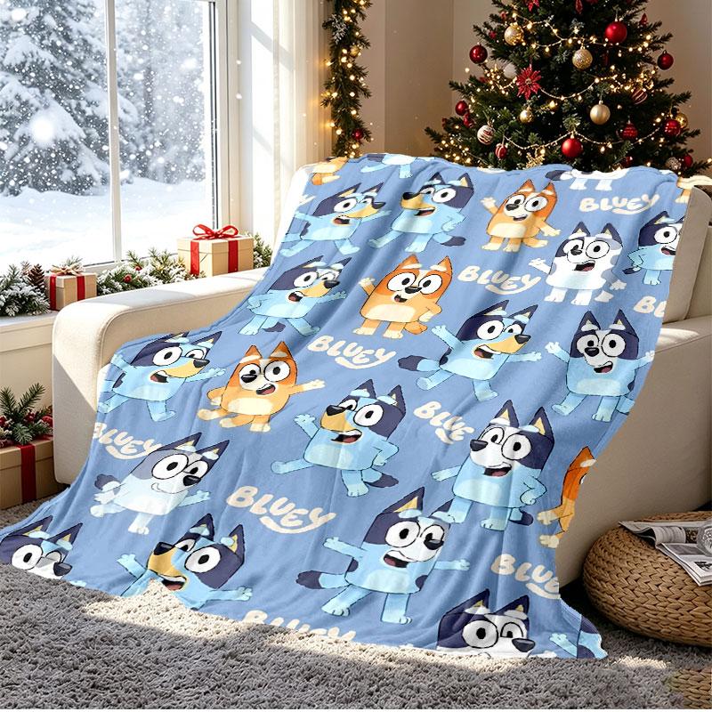 Bluey Pattern Blanket for Home Decoration, Bed, Sofa, Car Travel, Camping, Suitable for All Seasons, Birthday Christmas Gift
