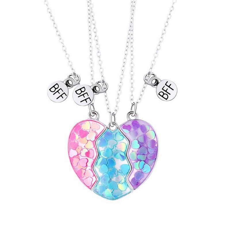 3 Pcs/Set Best Friend Magnet Pendant Necklace Creative Pentagram Alloy Accessories Friendship Necklace Best Friend Alloy Pendant