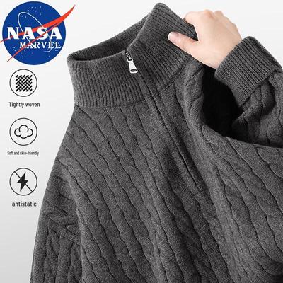 Męski sweter dzianinowy casualowy z półzapięciem NASA MARVEL