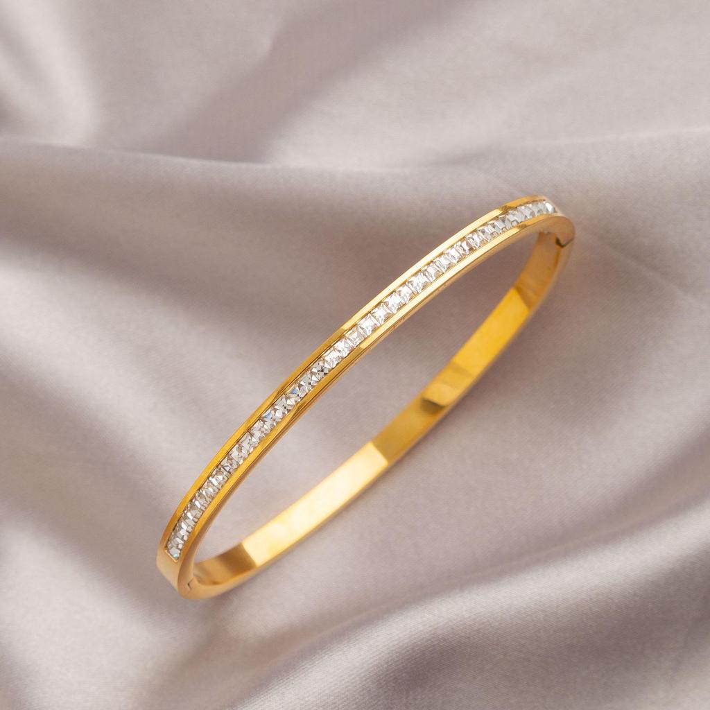 Leichter Luxus High-End Voll Diamant Titanstahl Armreif - Damen Modischer Temperament Schmuck