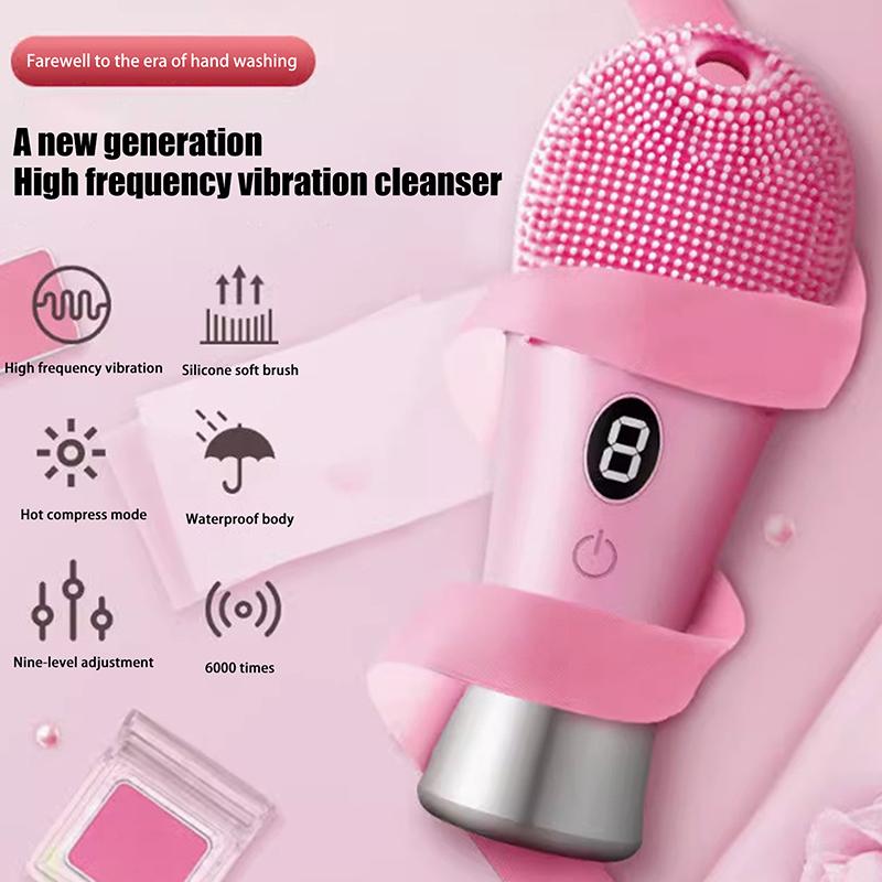 9 Gear Electric Ultrasonic Skin Sonic Scrubber Facial Brush Cleaner Spinning High Frequency Vibration Face Silicone Rechargeable
