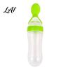 Ergonomic Baby Feeding Tool Silicone Squeeze Spoon Single-handed Rice Cereal Bottle with Soft Tip Spoon for Flow Control Easy Clean Dispensing