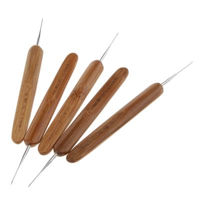 5 peças de bambu tecelagem de cabelo agulhas de crochê ganchos ferramenta dreadlock 0,5 mm