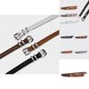 Versatile And Chic Women's Thin Pu Leather Belt Set With Elegant Silver Buckle