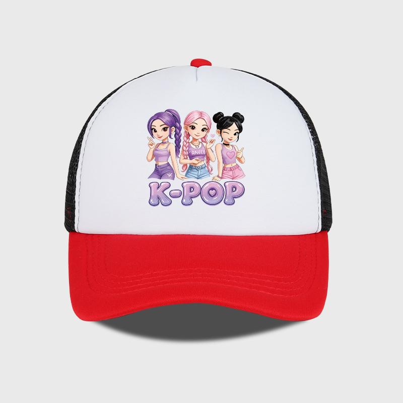 Y2K-Style Baseball Cap with K-Pop Print Design | Summer Mesh Trucker Cap | Festival Gift | Streetwear Sun Hat | Perfect Gift