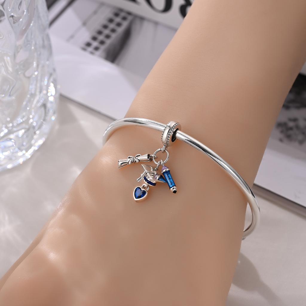 Original Charms Copper Accomplished Graduation Pendant Beads Fit Bracelet Women Jewelry Making Diy Gift